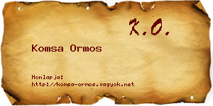 Komsa Ormos névjegykártya